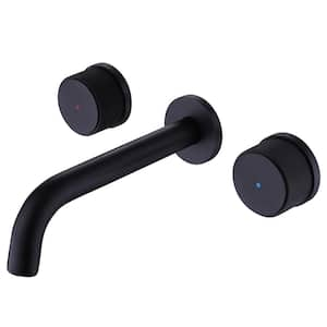 2-Handle Wall Mounted Bathroom Faucet Roman Tub Faucet in. Matte Black