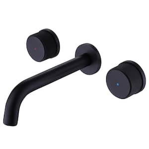 Two-Handle Wall Mounted Bathroom Faucet in Matte Black