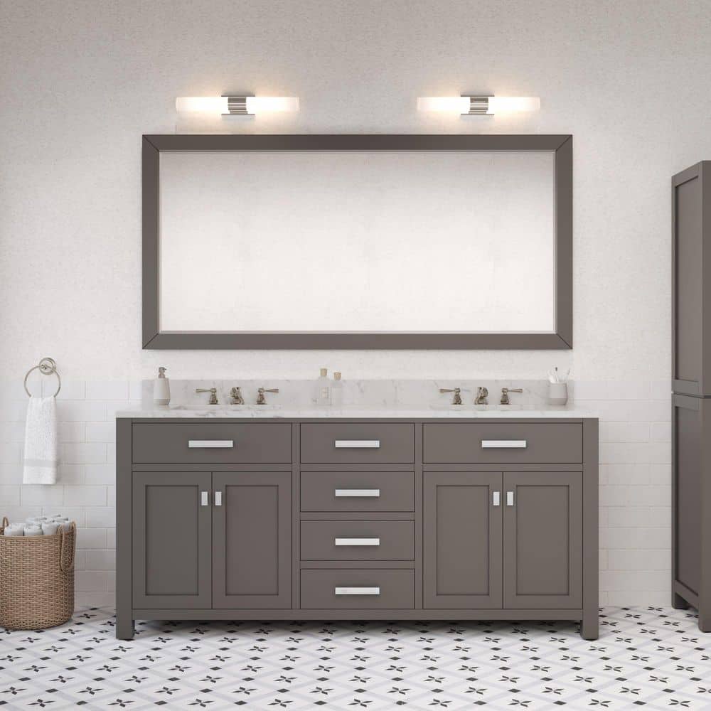 Madison 72 in. W x 21.5 in. D x 34 in. H Double Sink Bath Vanity in Cashmere Grey with Carrara White Marble Top price history on PriceWatchPro