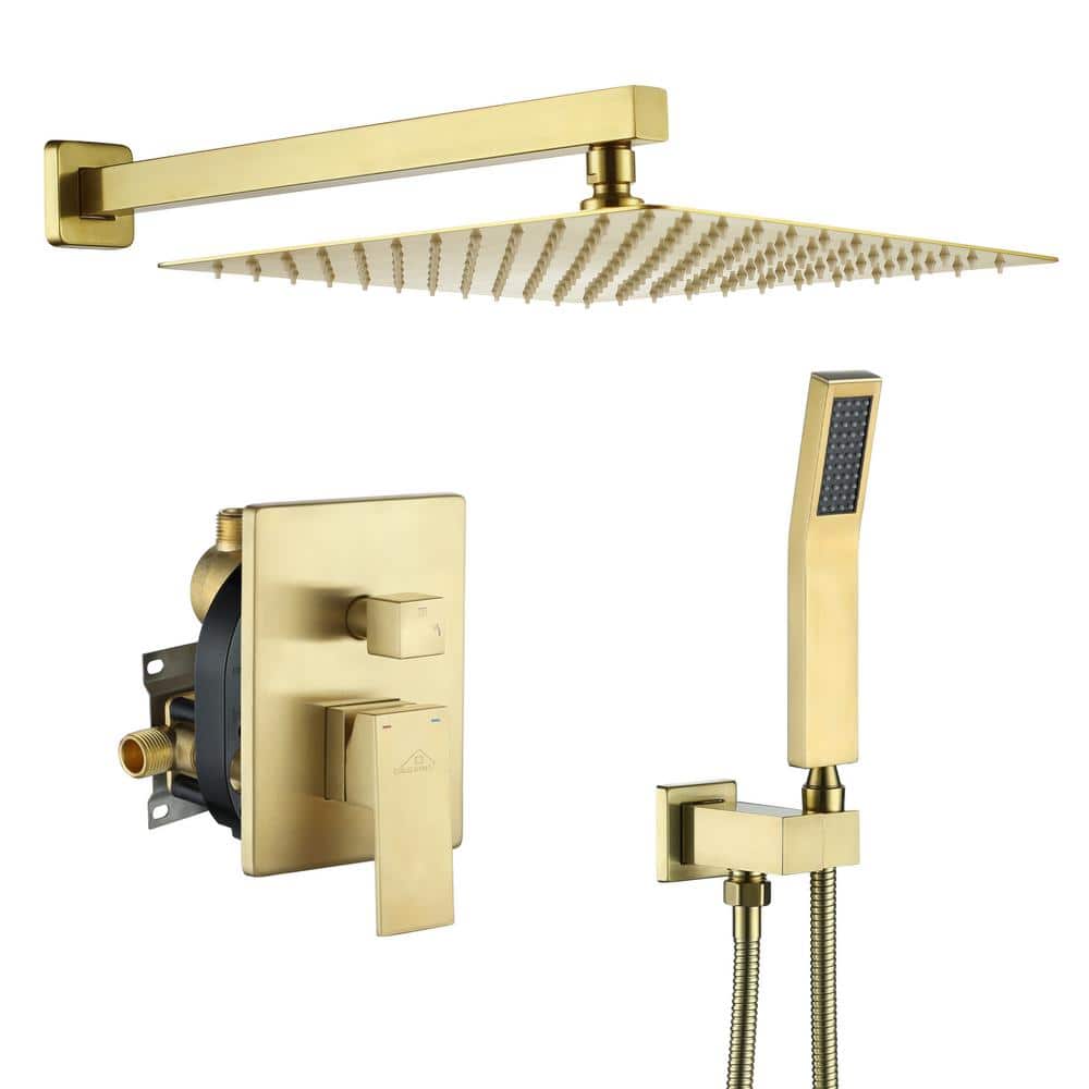 2-Function 12 in.Wall-Mounted Shower System with Handheld Shower and Sliding Bar in Brushed Gold price history on PriceWatchPro