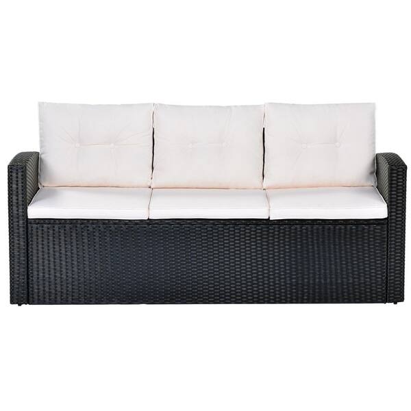 Huluwat Black Frame 6-Piece Wicker Patio Conversation
