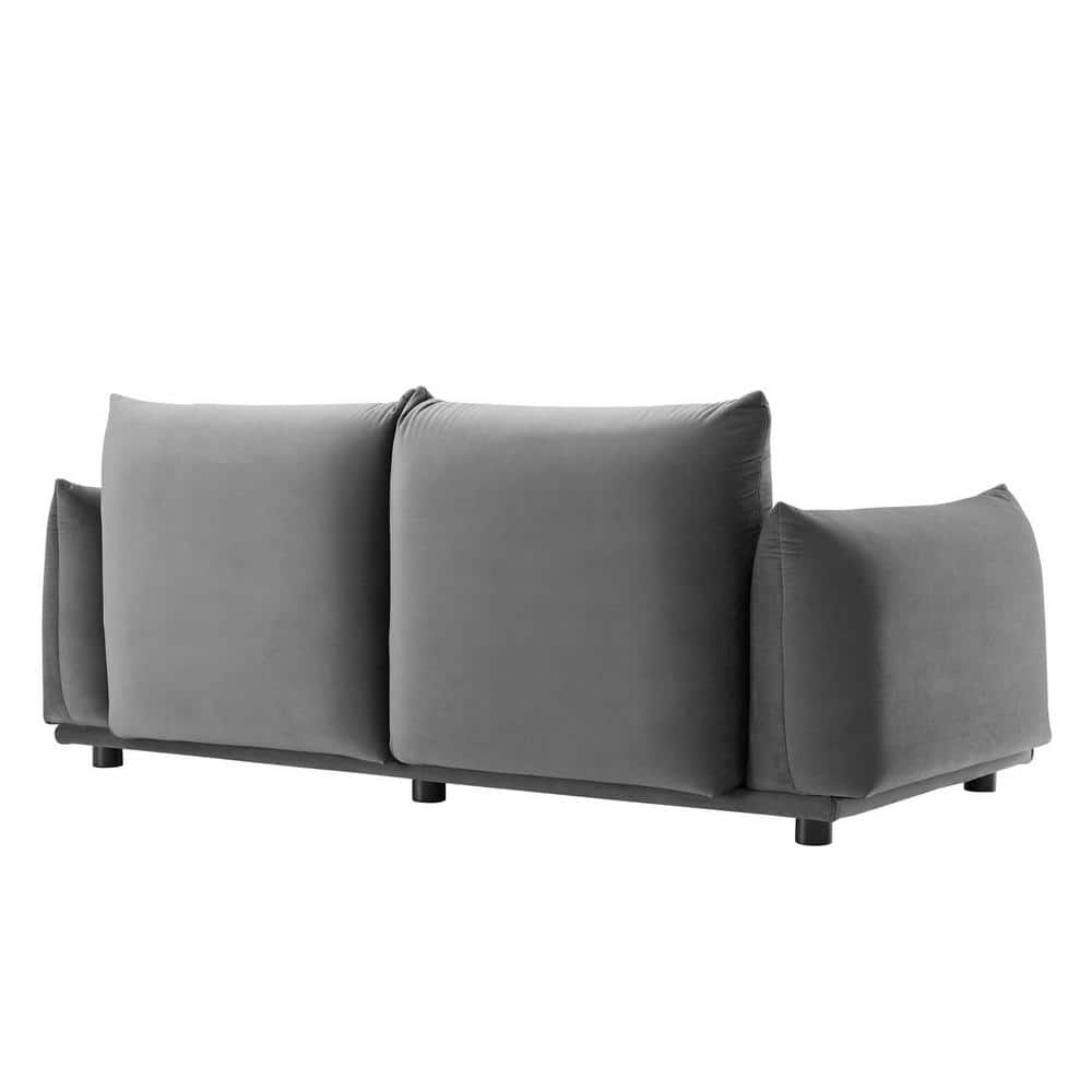 Cozy Gray Velvet 74" Loveseat with Solid Wood Frame
