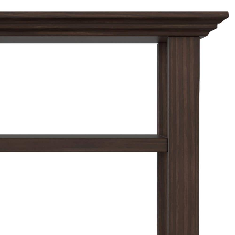 Warm Walnut Brown Solid Wood End Table with Storage Shelves