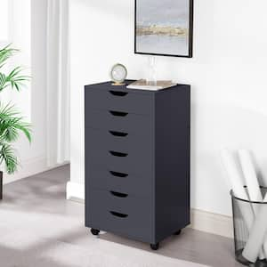 7-Drawer Black 34.2 in. H x 15.7 in. W x 18.8 in. D Wood Vertical File Storage Cabinet