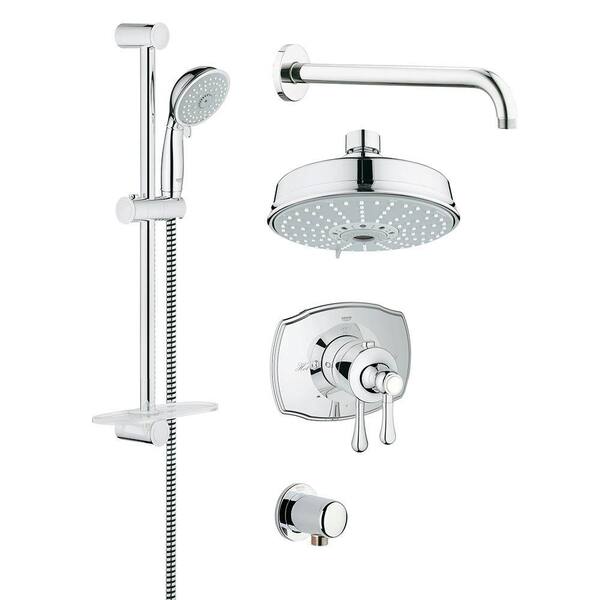 GROHE GrohFlex Authentic 4-Spray Handheld Shower and Shower Head Combo Kit in StarLight Chrome