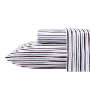 Nautica Coleridge Stripe 4-Piece Red 200-Thread Count Cotton Full Sheet Set  208673 - The Home Depot