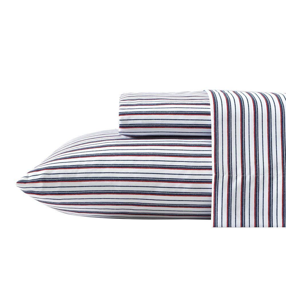 Bali Bliss Queen Navy Striped Microfiber Sheet Set