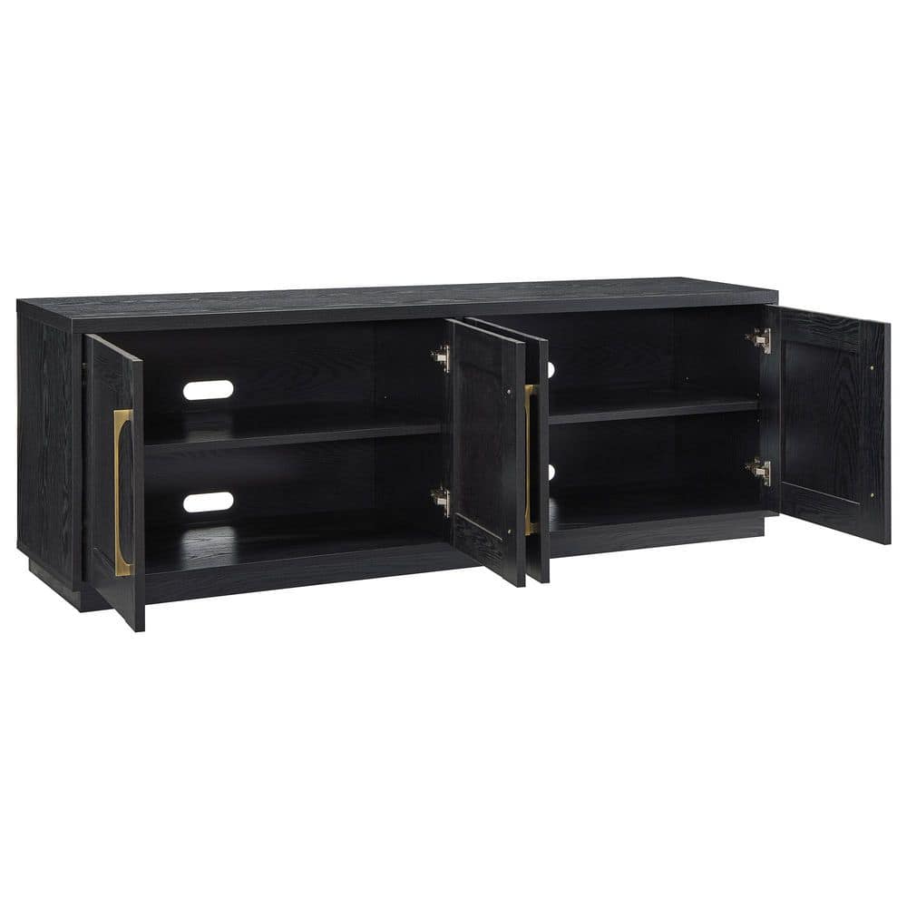 Tillman 68'' Black Grain Transitional TV Stand with Brass Hardware