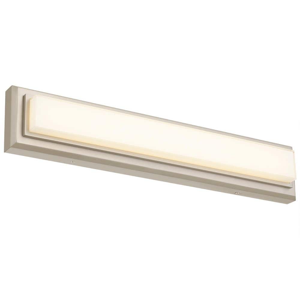 Roman 24 in. 1-Light Brushed Nickel LED Modern Contemporary Bathroom Vanity Light Bar with Frosted Acrylic Shade price history on PriceWatchPro