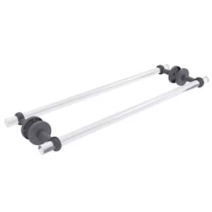 Clearview 24 in. Back to Back Shower Door Towel Bar with Twisted Accents in Matte Gray