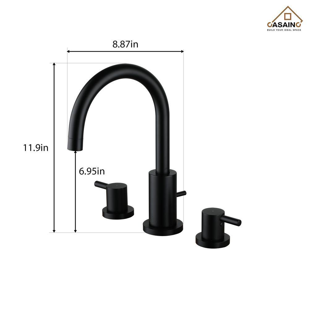 Matte Black Double Handle Deck-Mount Tub Faucet with Hand Shower