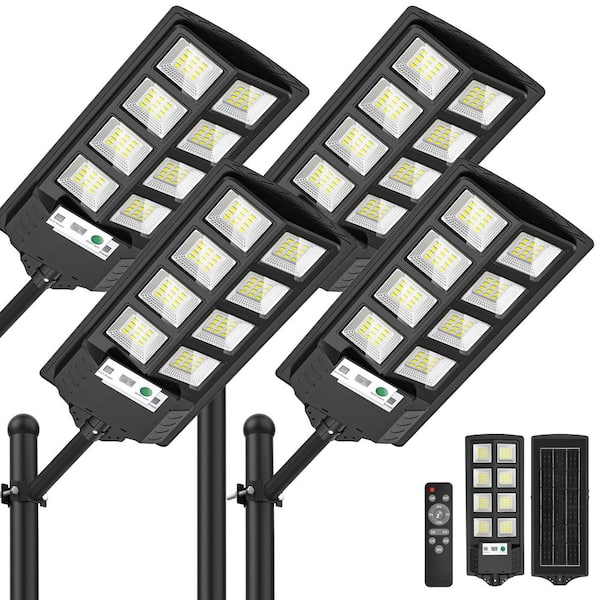6000K LED Solar Flood Light Outdoor Motion Sensor Dusk to Dawn Waterproof Work Light 4-Pack