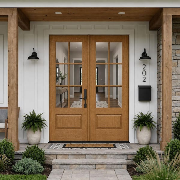 Krosswood Doors Farmhouse 72 in. x 79 in. 6-Lite Left-Active