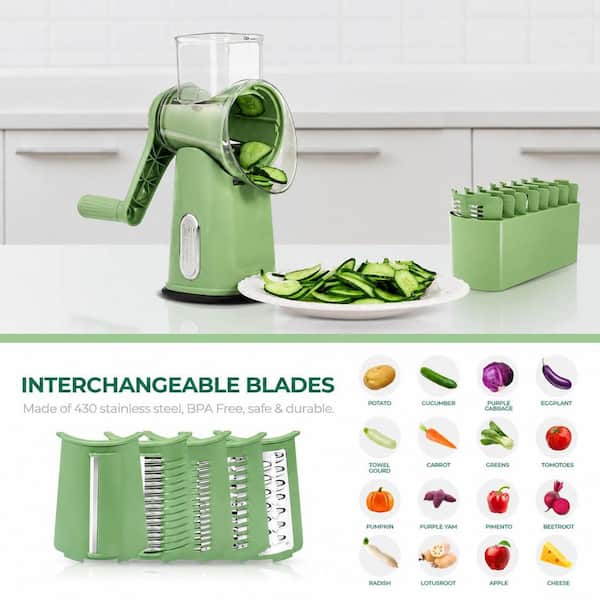 Anqtovp Stainless Steel Multi-Blade Rotary Cheese Grater with