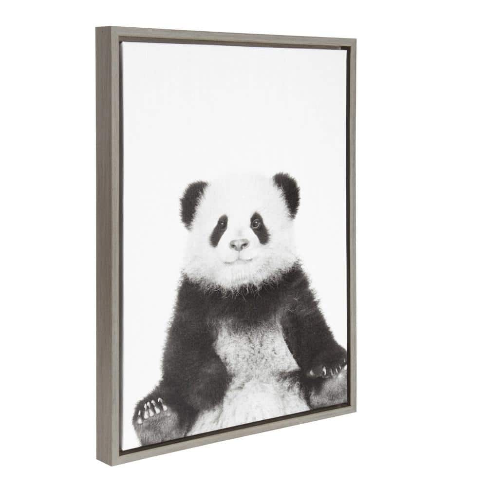 Simon Te Tai Black and White Panda Framed Canvas Art