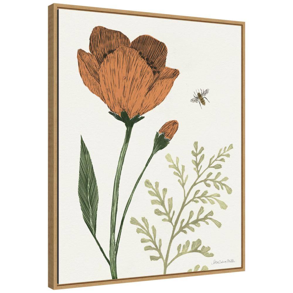 Springtime Floral Canvas Print with Light Brown Frame