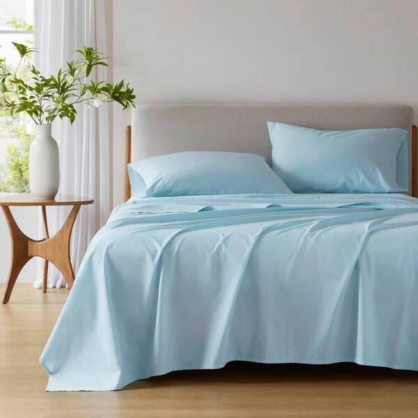 510 Design Cotton 144TC Light Blue King Solid Sheet Set