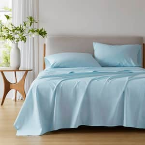 Cotton 144TC Light Blue Cal King Solid Sheet Set