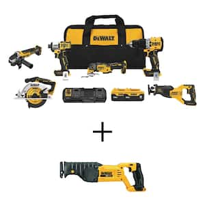 20-Volt XR Lithium-Ion 6-Tool Cordless Combo Kit and Reciprocating Saw with 2-5.0 Ah Battery Packs and Charger