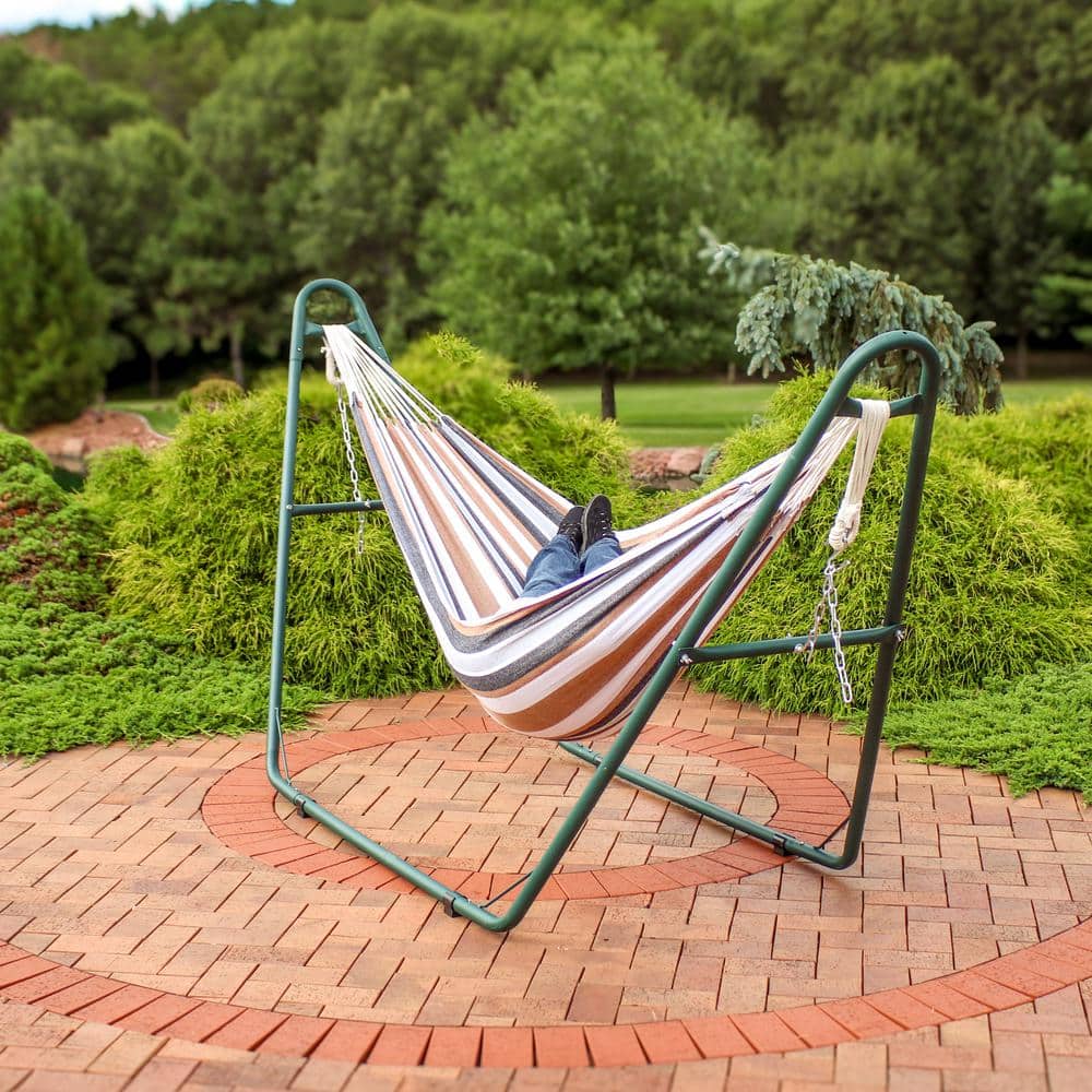 Green Powder-Coated Steel Universal Hammock Stand for 2-Person