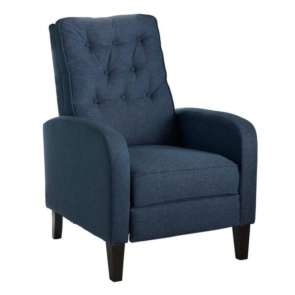 Noble House Nievis Button Back Navy Blue Fabric Recliner