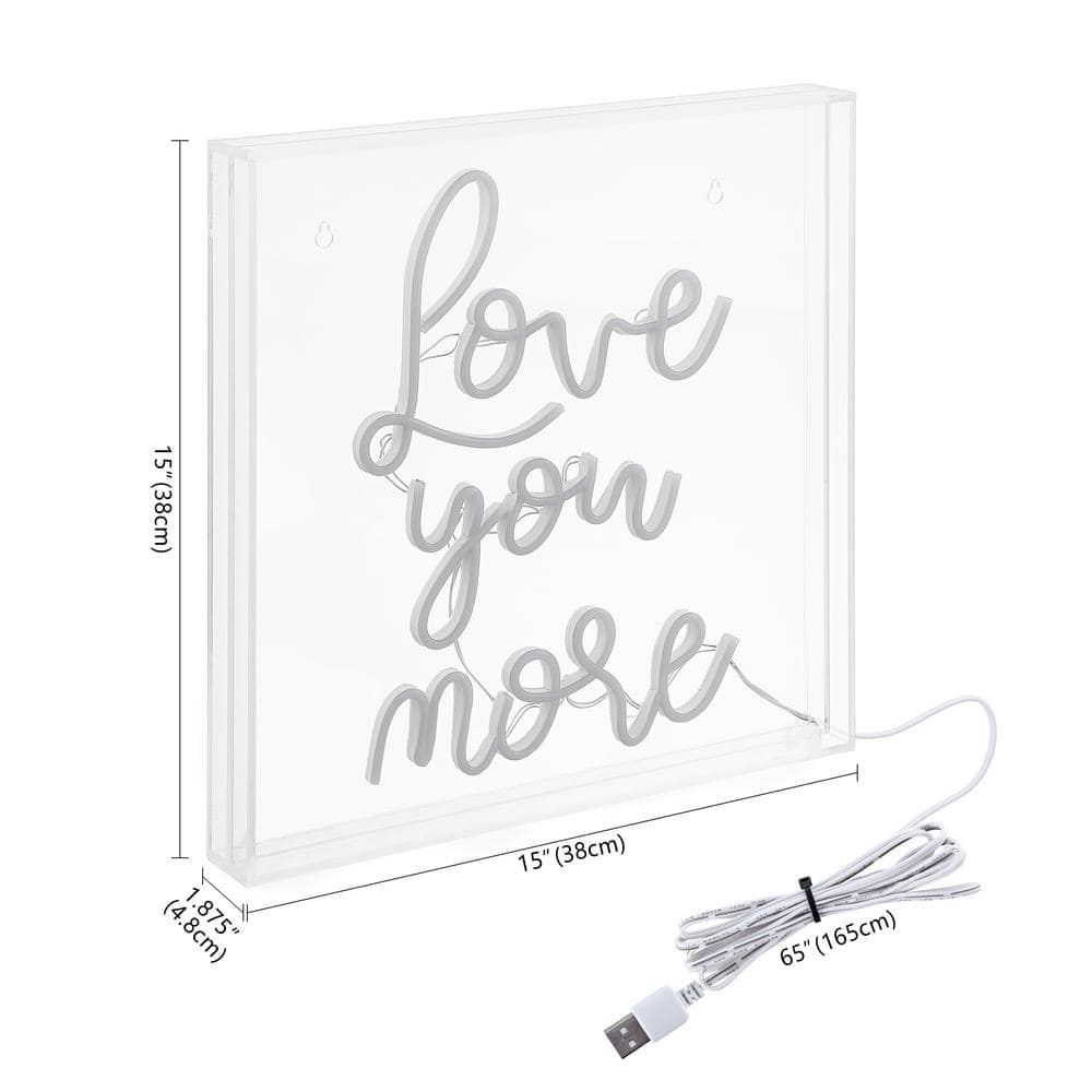 Love You More White Acrylic Box USB LED Neon Light