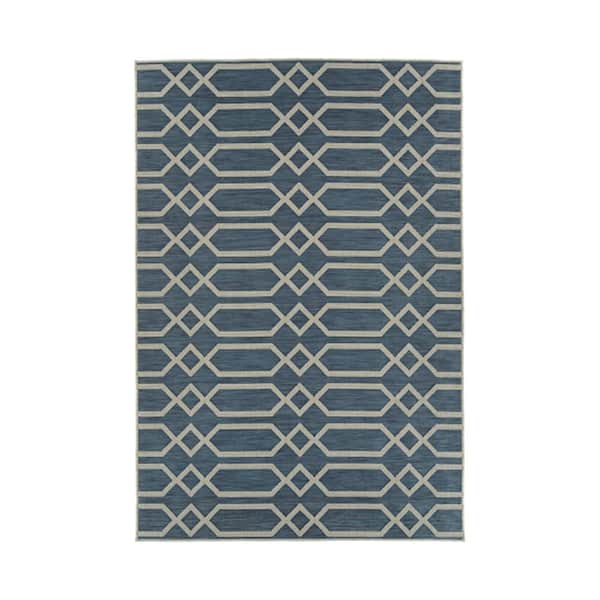 Unbranded 72 in. L x 24 in. W x 0.12 in. H Rectangular Contemporary Geometric Textured Bath Rug Bath Accessory in Blue