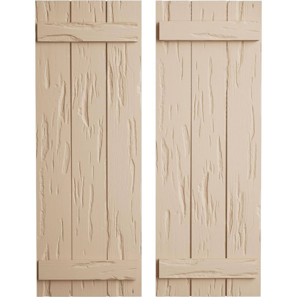 16.5 in. x 50 in. Timberthane Polyurethane 3-Board Joined Board-n-Batten Pecky Cypress Faux Wood Shutters Pair price history on PriceWatchPro