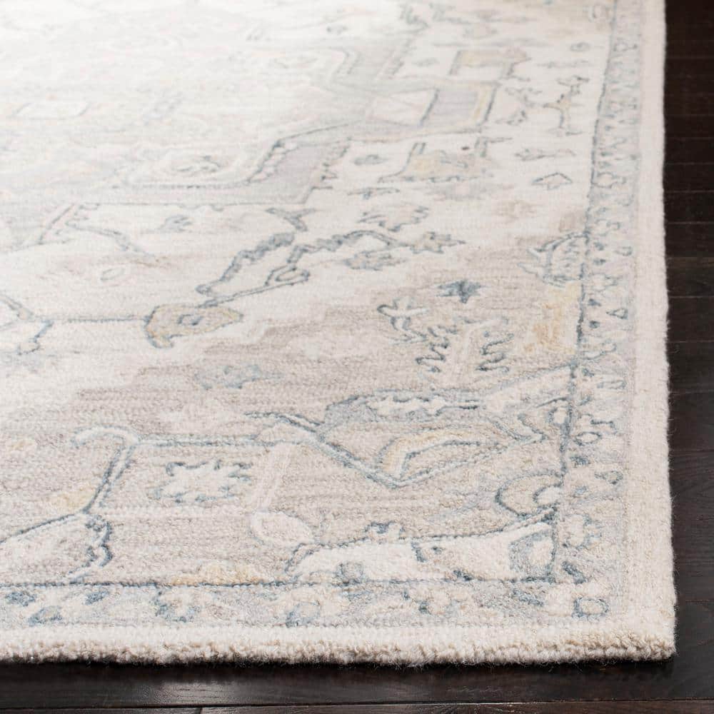 Ivory & Beige Handmade Wool Medallion Area Rug - 2'3" x 5'