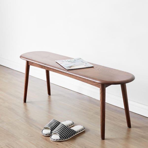 Noble House Samuel Walnut Wood Dining Bench for Living Room