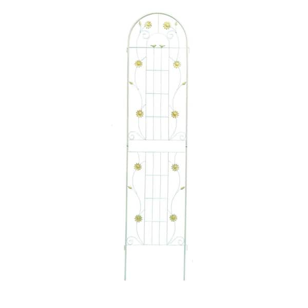86.70 in. H 2-Pack Metal Garden Rustproof Trellis for Climbing Plants Outdoor Flower Support Cream White
