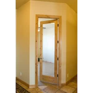 30 in. x 80 in. Rustic Knotty Alder 1-Lite with Solid Core Left-Hand Wood Single Prehung Interior Door