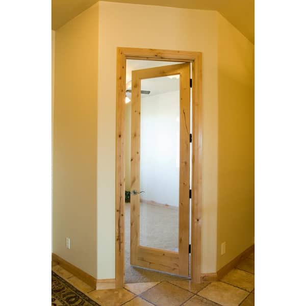 36 in. x 96 in. Rustic Knotty Alder 1-Lite with Solid Core Left-Hand Wood Single Prehung Interior Door