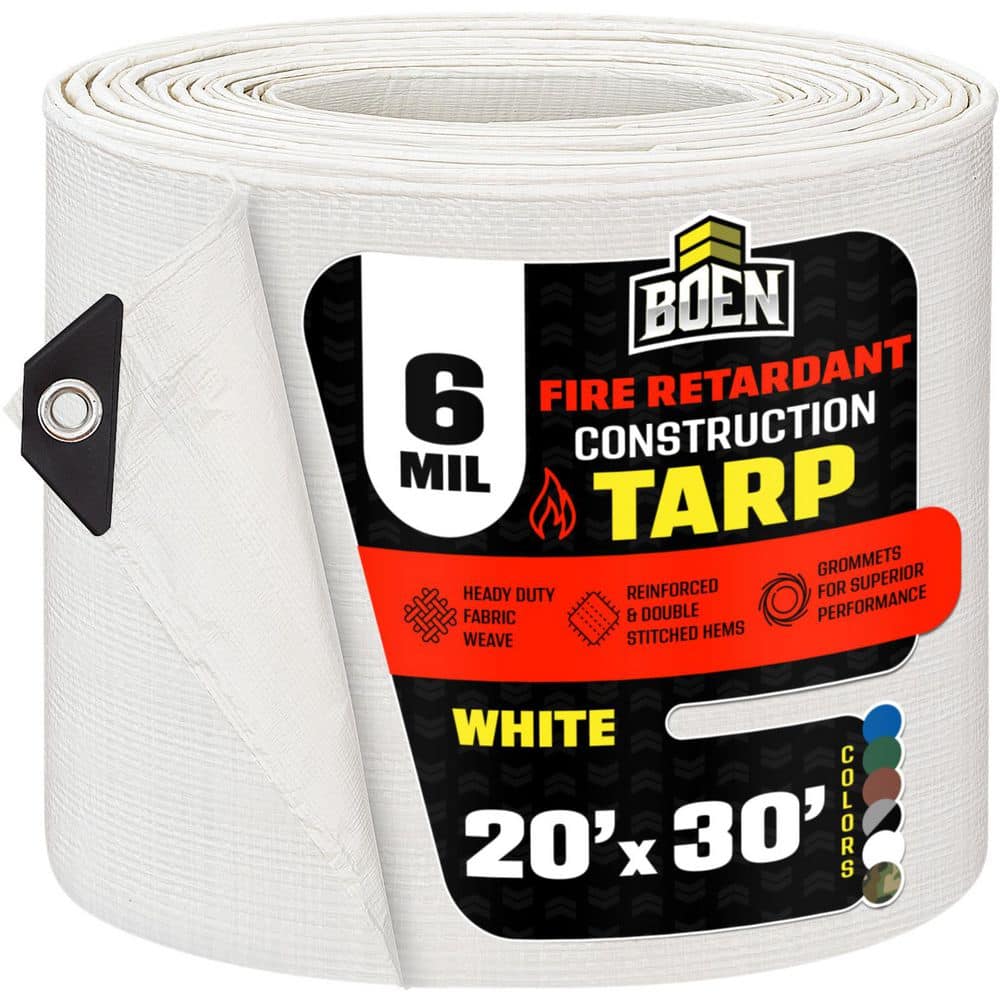 20 ft x 30 ft White Tarp, 4-Pack, 6 Mil Thick Fire Retardant Construction Tarps price history on PriceWatchPro