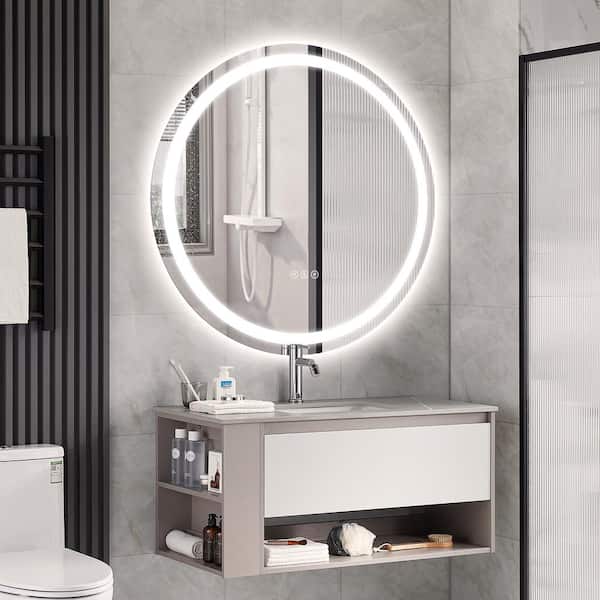 40 in. W x 40 in. H Round Frameless Anti-Fog Dimmable 3CCT LED Light Modern Wall Bathroom Vanity Mirror