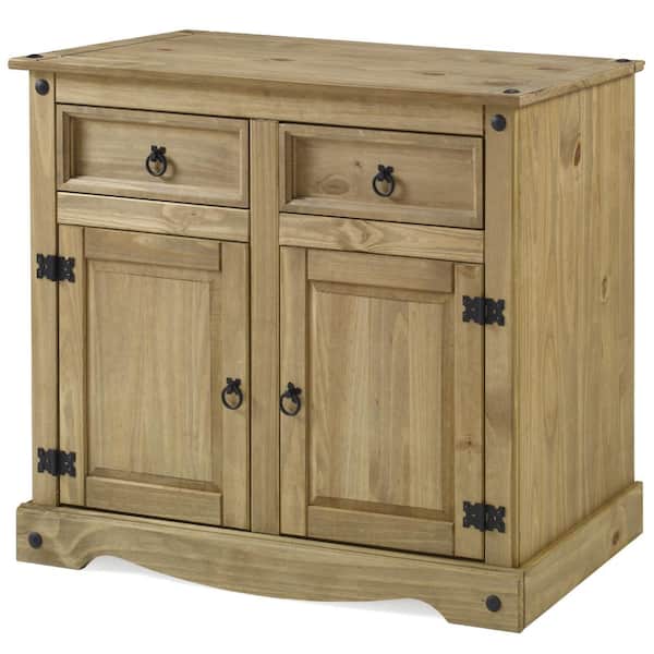OS Home and Office Furniture Classic Cottage Series Corona Brown Solid Wood Top 36 in. Buffet Sideboard with Drawers