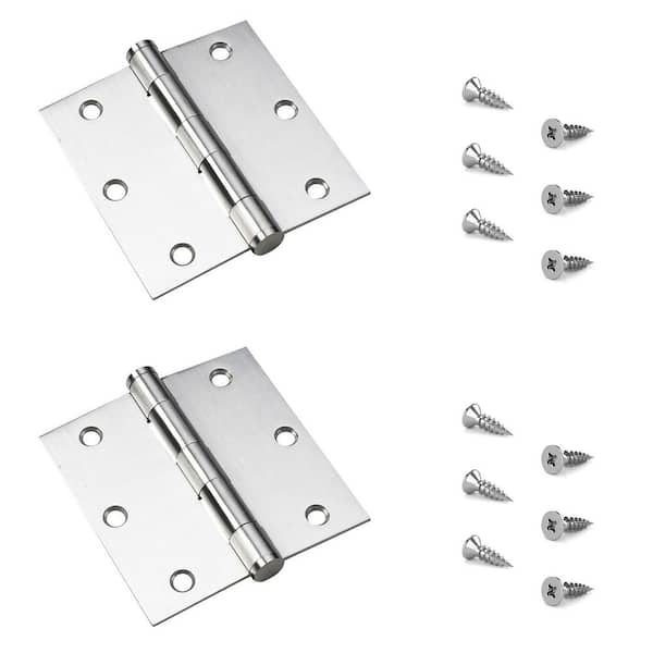 3-1/2 in. x 3-1/2 in. Stainless Steel Full Mortise Butt Hinge with Removable Pin (2-Pack)