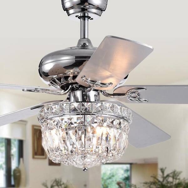 Warehouse Of Tiffany Galileo 52 In Chrome Crystal Bowl Shade Ceiling Fan With Light Kit And Remote Control Cfl8349remo The Home Depot - Crystal Chandelier Ceiling Fan Home Depot