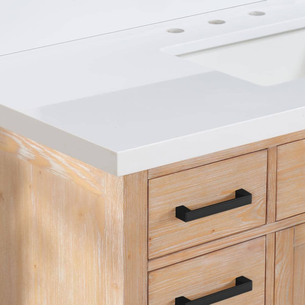 Altair Snow White 84" Engineered Stone Vanity Top with Ceramic Sinks