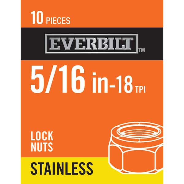 Everbilt 5/16 in.-18 Stainless Steel Nylon Lock Nut (10-Pack)