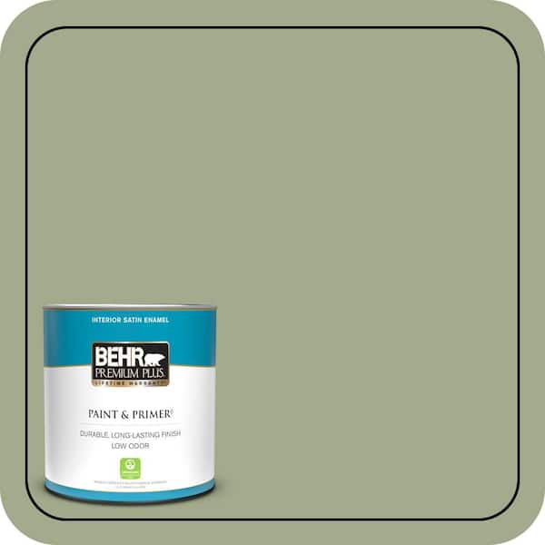 BEHR PREMIUM PLUS 1 qt. #420F-4 Sagey Satin Enamel Low Odor Interior Paint & Primer