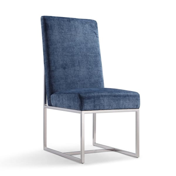 Manhattan Comfort Element Modern Blue Velvet Upholstered Dining Chair
