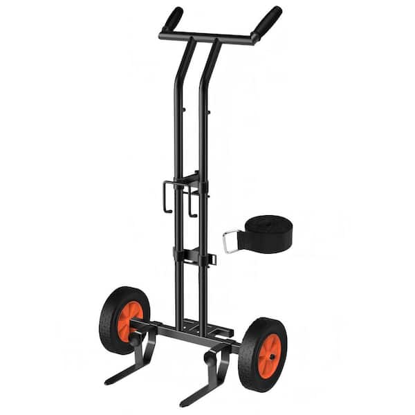 Adjustable Steel Plant Caddy with Wheels, Heavy Duty Plant Dolly Cart with Grab Arm and Strap Dual Protection, Black