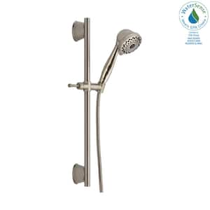 7-Spray Patterns 1.75 GPM 3.81 in. Wall Mount Handheld Shower Head with Slide Bar in Stainless