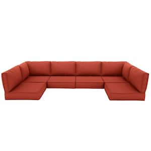 26 in. x 26 in. x 4 in. (14-Piece) Deep Seating Outdoor Lounge Chair Sectional Cushion Terra Red