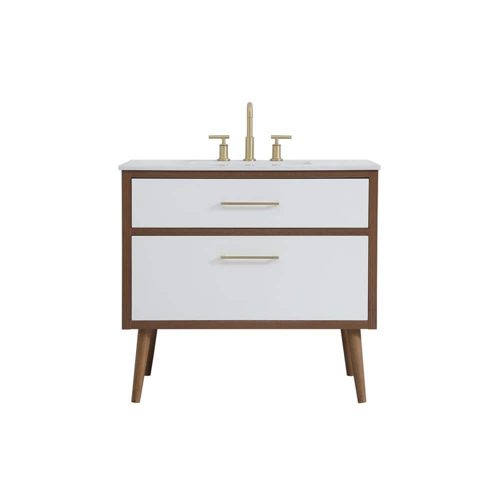 Simply Living 36 in. W x 22 in. D x 33.5 in. H Bath Vanity in White with Iv