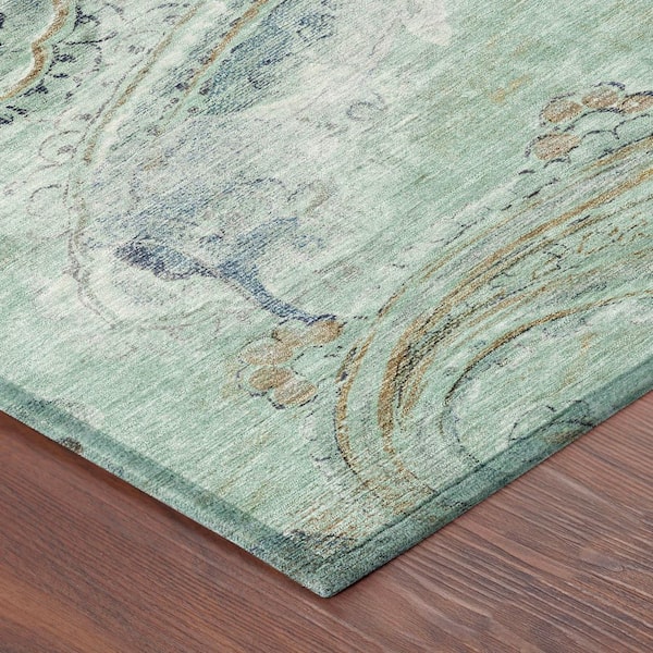 Chantille Machine Washable Indoor/Outdoor Abstract ACN2748 Aqua 5 ft. x 7 ft. 6 in. Area Rug