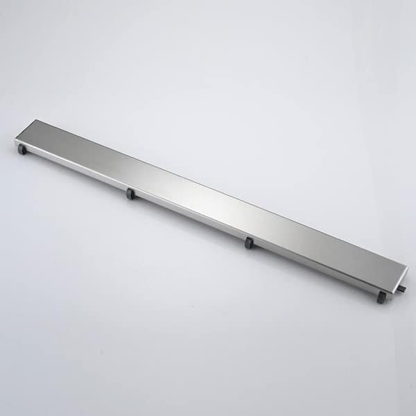 30 in. Linear Shower Drain with Leveling Feet in Brushed Nickel