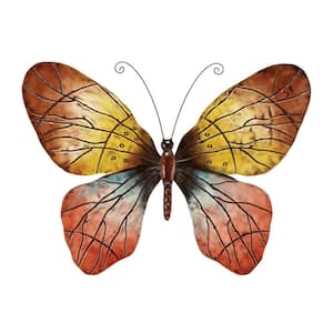 36 in. x  27 in. Metal Red Indoor Outdoor Butterfly Wall Decor