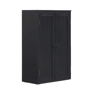 Wooden Storage Cabinet Freestanding with Adjustable Shelf and Double Door, Black